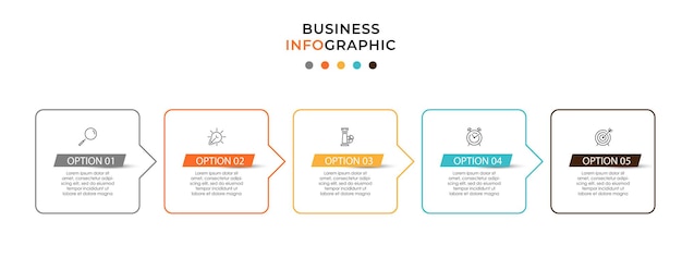 Infographic zakelijke ontwerpsjabloon met pictogrammen en 5 vijf opties of stappen