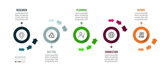 Infographic zakelijke tijdlijn kleurrijke sjabloon met optie