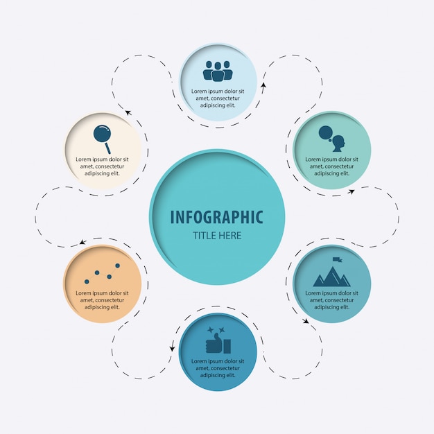 Infographic zes processen of stappen