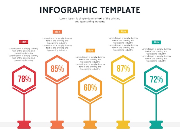 Vector infographic, zeshoekig