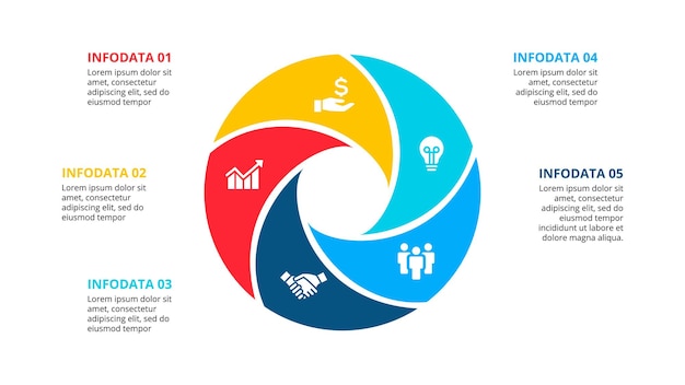 Infographicconcept met 6 opties, onderdelen, stappen of processen