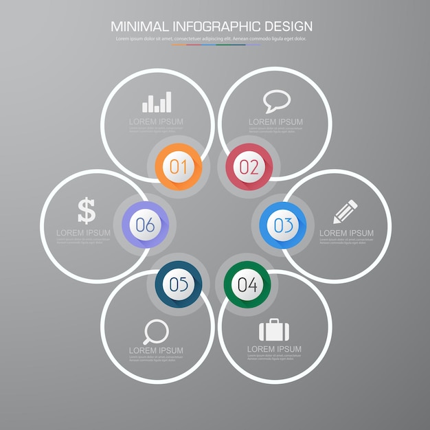 Infographicelementen met bedrijfspictogramcirkelproces of stappen en opties workflow vectorontwerp