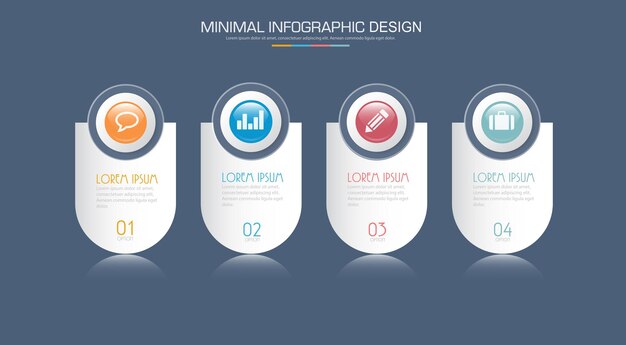 Infographicelementen met bedrijfspictogramproces of stappen en opties workflow vectorontwerp