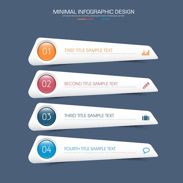 Infographicelementen met bedrijfspictogramproces of stappen en opties workflow vectorontwerp