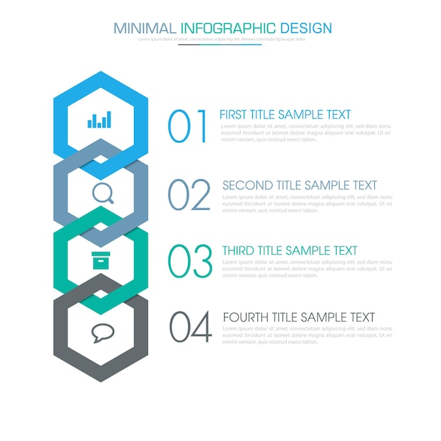 Infographicelementen met bedrijfspictogramproces of stappen en opties workflow vectorontwerp