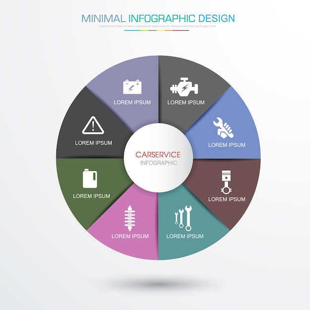 Infographicelementen met bedrijfspictogramproces of stappen en opties workflow vectorontwerp