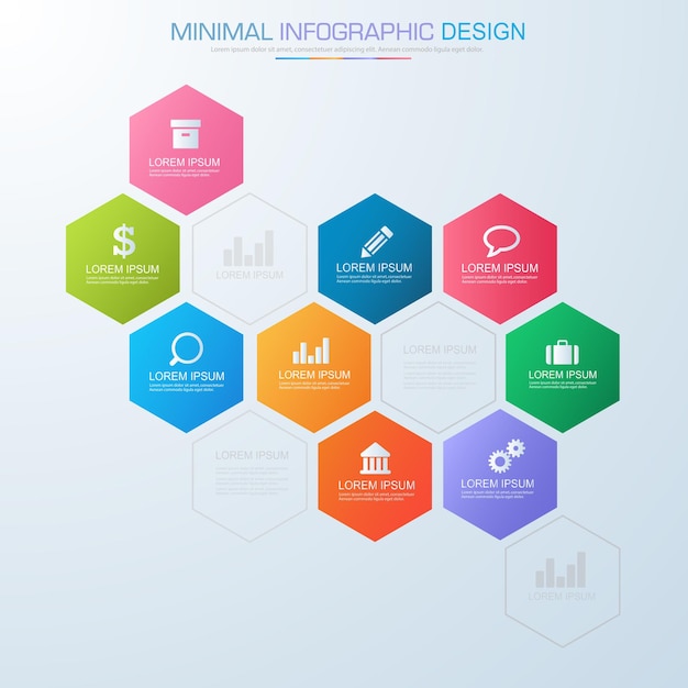 Infographicelementen met bedrijfspictogramproces of stappen en opties workflow vectorontwerp