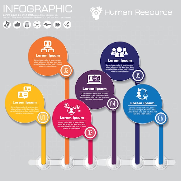 Infographicmalplaatje met vlakke pictogrammen voor presentatie.