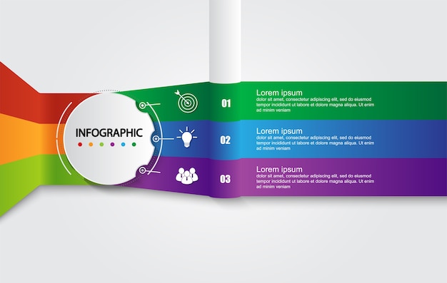 Infographicmalplaatje voor zaken met 3 opties