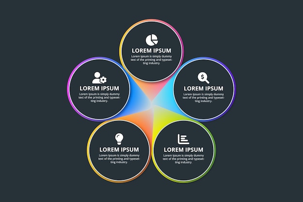 Vector infographicontwerp en bedrijfsconcept met 5 stappen of processen