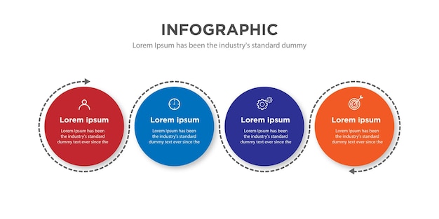 Infographicontwerp met pictogrammen en 4 opties of stappeninfographics voor bedrijfsconcept