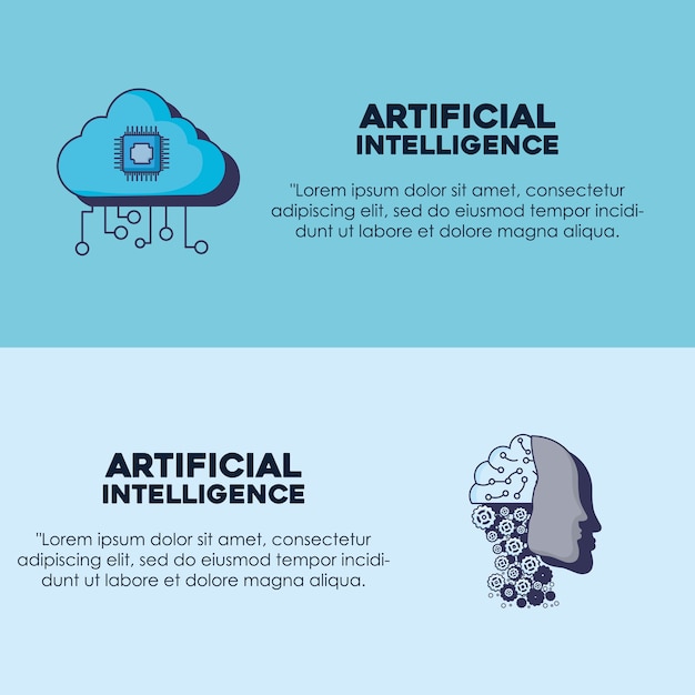 Infographicontwerp met wolk en robotachtig hoofd