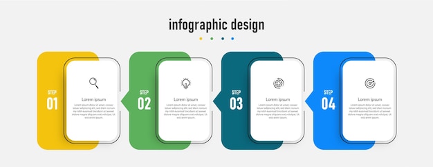 Infographicontwerp voor bedrijfsconcept. sjabloon tijdlijn met 4 stappen,