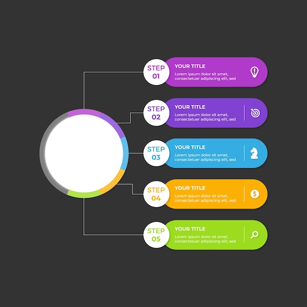 infographics 5 stappen Premium Vector Design