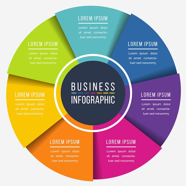 Infographics 7 options or steps design template for business information