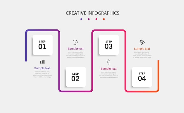 Infographics aantal opties sjabloon met 4 stappen