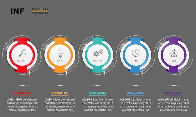 infographics banner template in glass or glossy stylebusiness concept with 5 optionscan be used fo