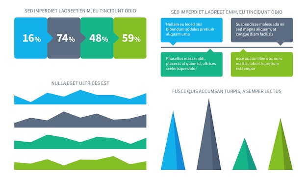 Vector infographics bedrijfspresentatie stroomdiagram gegevensvisualisatiebalken abstracte kleurrijke schemasjablonen statistische informatie visuele proceselementen analytisch rapportgrafieken vectordiagrammen instellen