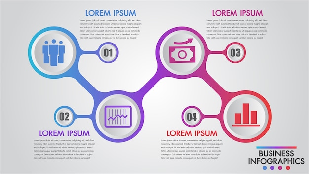 Infographics business 4ステップコンセプトテンプレート