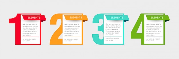 ベクトル 4つのステップまたはオプションのインフォグラフィックビジネスデザインテンプレート