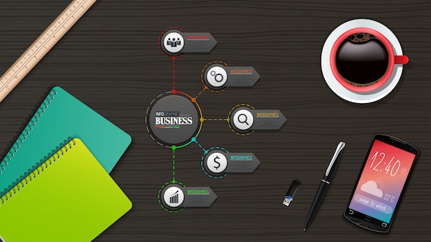 Вектор Инфографика бизнес шаблон концепция с 5 вариантами