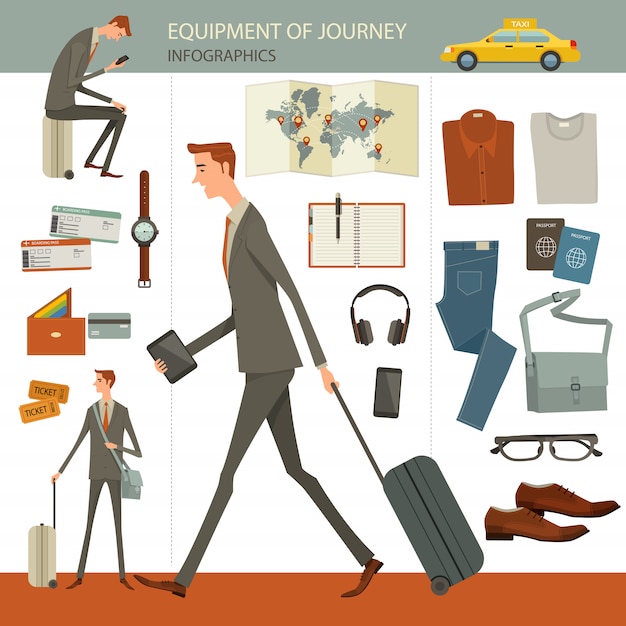 Vector infographics of business travel and journey concept