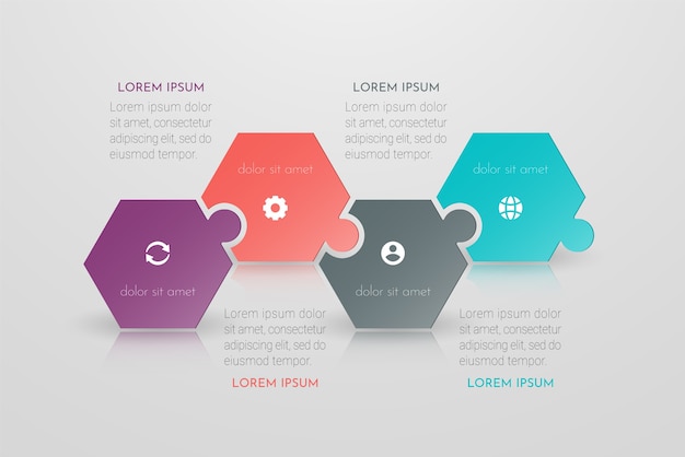 Le infografiche possono essere utilizzate per layout del flusso di lavoro, diagramma, relazione annuale, web design. concetto di affari con opzioni, passaggi o processi.