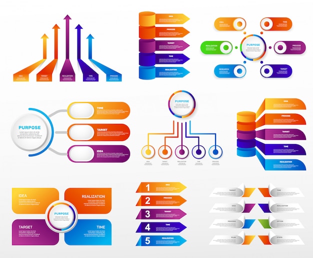 Vettore infografica grafici grande set