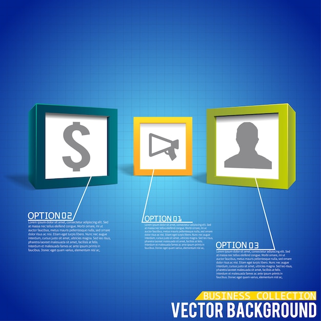 Vector infographics cubes place for text