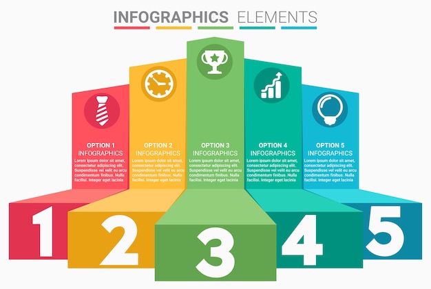 INFOGRAPHICSは番号トップ5のテンプレートを設計