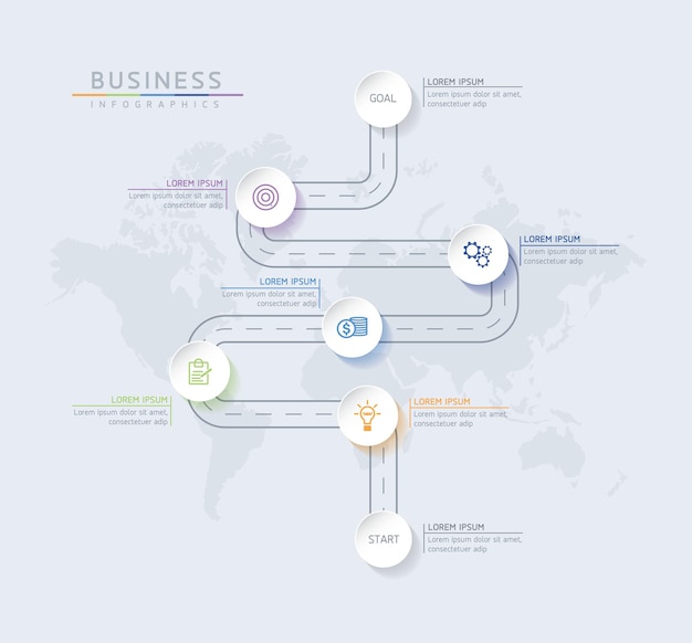 Infographics design template business information presentation chart with 7 options or steps