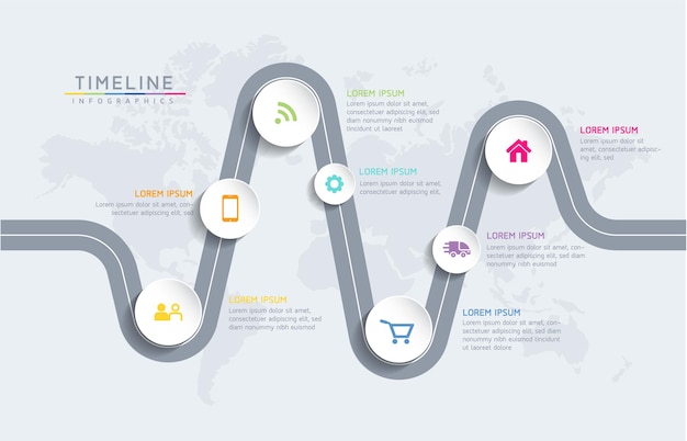 Vector infographics design template business information presentation chart with 7 options or steps