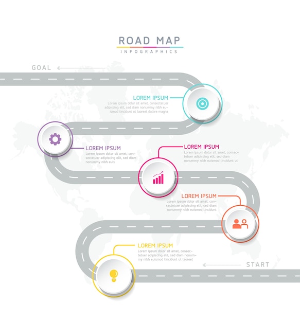 5 가지 옵션 또는 단계가있는 인포 그래픽 디자인 템플릿 차트