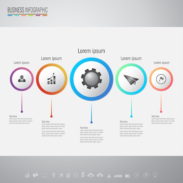 インフォグラフィックデザインテンプレートとアイコンセット
