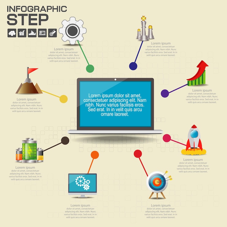 Vector infographics design template with options, process diagram, 