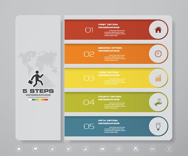 Infographics design with 5 steps chart.