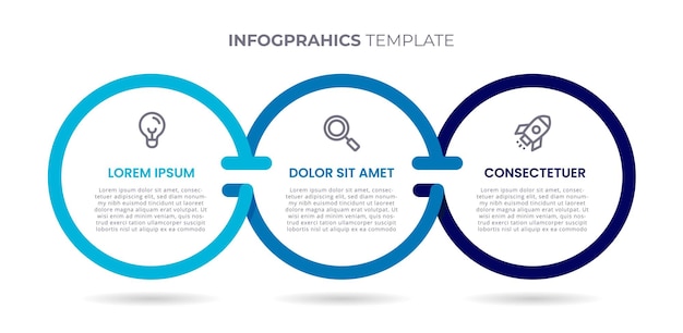 Design infografica con forma circolare. per il concetto di presentazione aziendale. 3 opzioni, passaggi della sequenza temporale