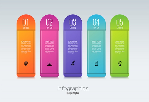 Infographics design with steps or options.
