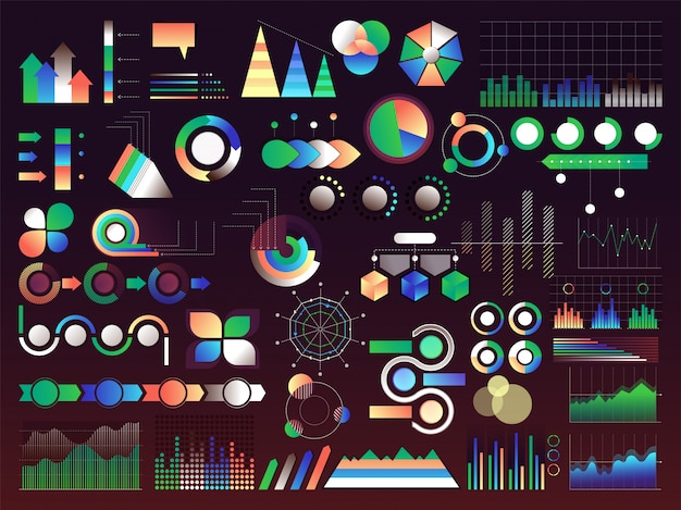 Infographicsダイアグラム、チャート、グラフセット。