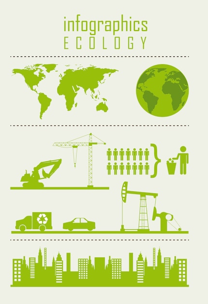 Infographics of ecology vintage style vector illustration