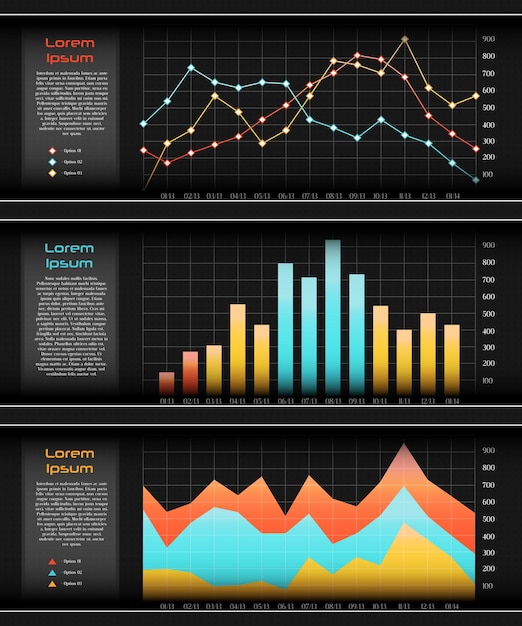 Vector infographics elegant set of diagrams for the design presentation