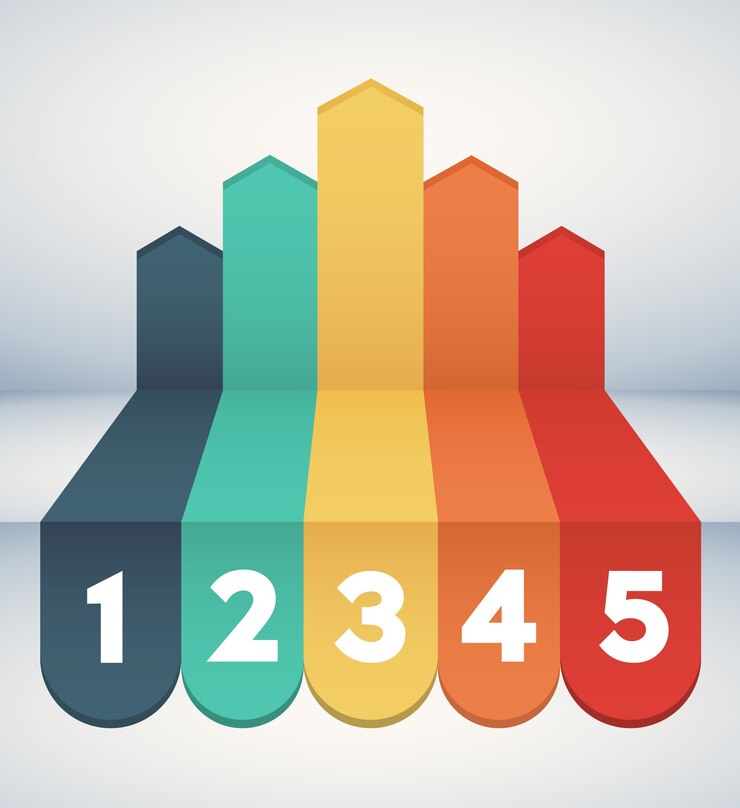 Vector infographics element abstract design the number top five list template