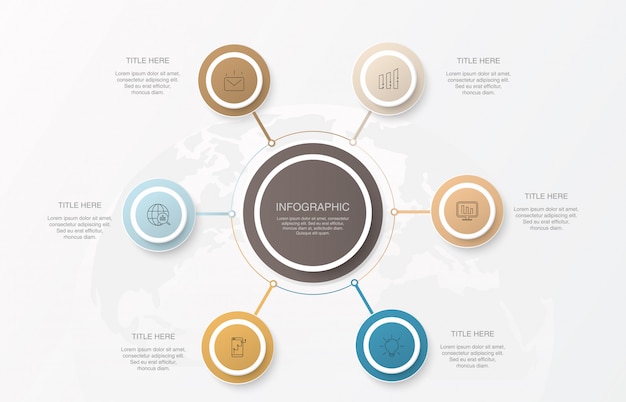 Cerchi di elementi di infografica e colori di base.