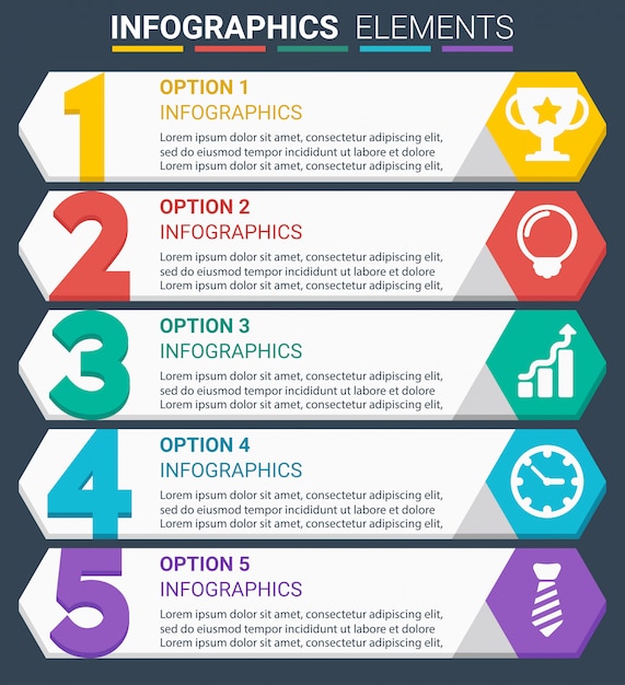 Vettore l'elemento infographics progetta il numero cinque