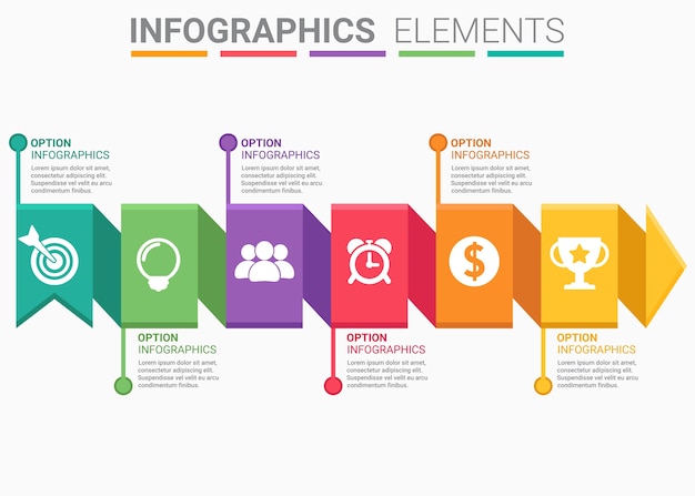 INFOGRAPHICS element van het nummer top vijf tijdlijn concept