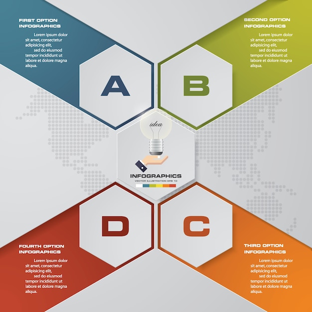 Infographics element with 4 steps for data presentation.