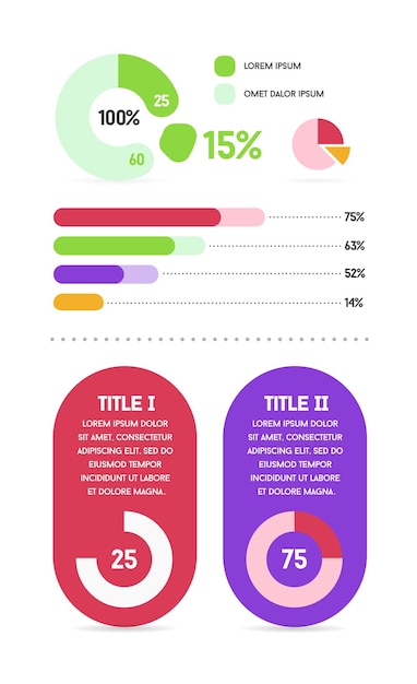 Infographics-elementen en objecten instellen Vector modern plat ontwerp voor webafdrukpresentatie