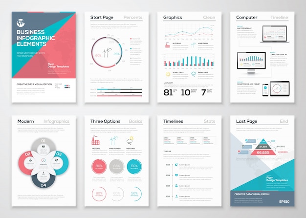 Infographics elementen voor zakelijke brochures en presentaties
