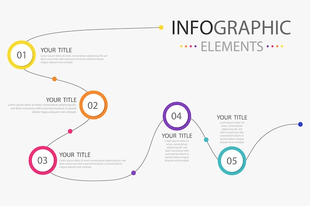 Infographics elements circle title shapes and freedom line for use in business present team work etc