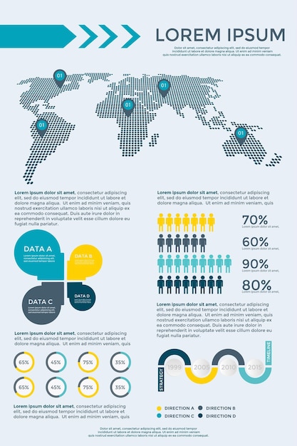 Infographics Elements Collection - zakelijke vectorillustratie voor presentatie, boekje, website, blog, werkstroomlay-out, brochure, banner, kaart, opvoeren opties, webdesign, poster, flyer, tijdlijn.